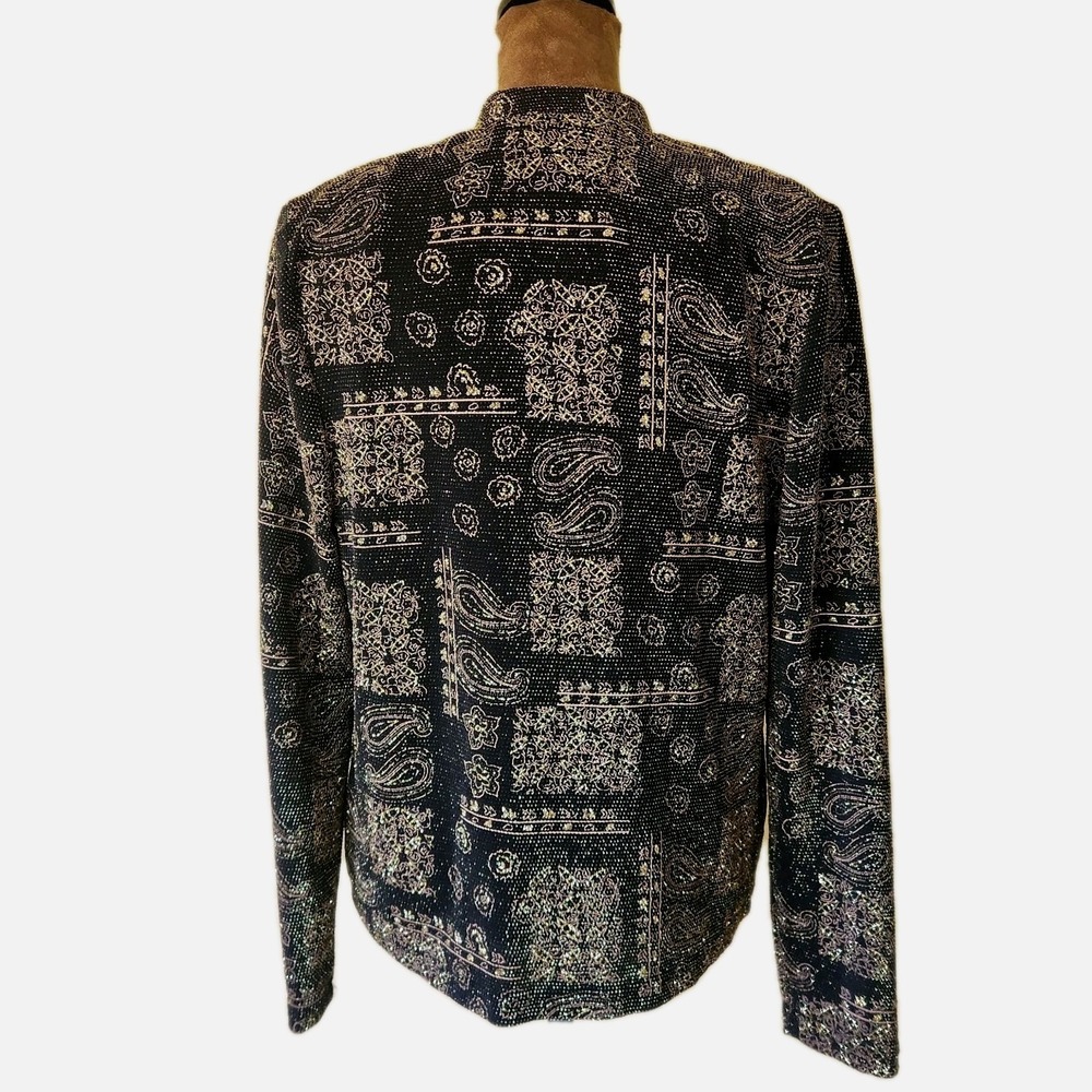 Vintage MSK Cardigan‎ Stretch Size M Black Gold Glitter 90s Dressy Lightweight - Picture 3 of 7